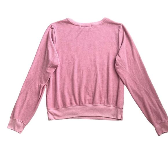 Wildfox Women’s Be Mine Pink Velvet Velour Baggy Beach Jumper Pullover Sweater L - Picture 5 of 10